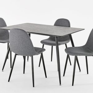 Paris Concrete Fixed Top Table with Fabric Chairs